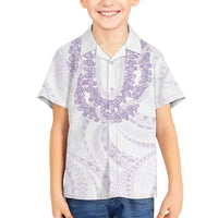 Aloha Lei Onaona Family Matching Summer Maxi Dress and Hawaiian Shirt Purple Hawaiian Tribal Pattern