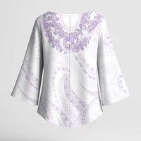 Aloha Lei Onaona Kimono Sleeve Blouse Purple Hawaiian Tribal Pattern - Polynesian Pride
