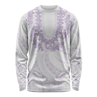 Aloha Lei Onaona Long Sleeve Shirt Purple Hawaiian Tribal Pattern