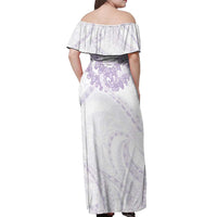 Aloha Lei Onaona Off Shoulder Maxi Dress Purple Hawaiian Tribal Pattern