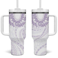 Aloha Lei Onaona Tumbler With Handle Purple Hawaiian Tribal Pattern