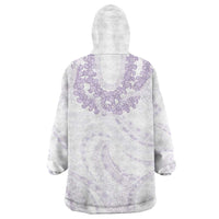 Aloha Lei Onaona Wearable Blanket Hoodie Purple Hawaiian Tribal Pattern