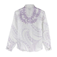 Aloha Lei Onaona Women Casual Shirt Purple Hawaiian Tribal Pattern