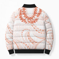 Aloha Lei Onaona Bomber Puffer Jacket Red Hawaiian Tribal Pattern - Polynesian Pride