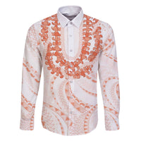 Aloha Lei Onaona Family Matching Off The Shoulder Long Sleeve Dress and Hawaiian Shirt Red Hawaiian Tribal Pattern