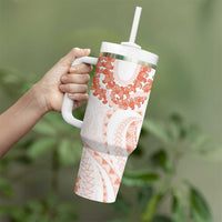Aloha Lei Onaona Tumbler With Handle Red Hawaiian Tribal Pattern