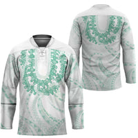 Aloha Lei Onaona Hockey Jersey Sage Green Hawaiian Tribal Pattern - Polynesian Pride