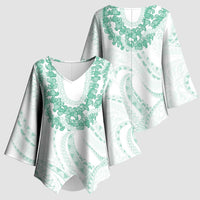 Aloha Lei Onaona Kimono Sleeve Blouse Sage Green Hawaiian Tribal Pattern - Polynesian Pride