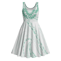 Aloha Lei Onaona Midi Dress Sage Green Hawaiian Tribal Pattern - Polynesian Pride