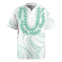 Aloha Lei Onaona Rugby Jersey Sage Green Hawaiian Tribal Pattern