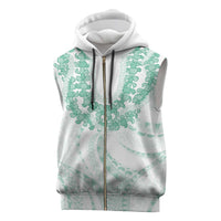 Aloha Lei Onaona Sleeveless Zip Hoodie Sage Green Hawaiian Tribal Pattern LT9