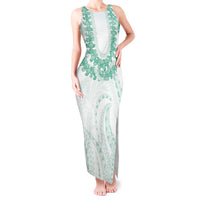 Aloha Lei Onaona Tank Maxi Dress Sage Green Hawaiian Tribal Pattern
