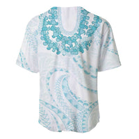 Aloha Lei Onaona Baseball Jersey Teal Hawaiian Tribal Pattern