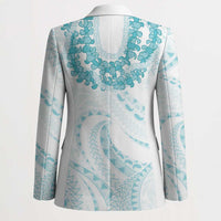 Aloha Lei Onaona Blazer Teal Hawaiian Tribal Pattern - Polynesian Pride