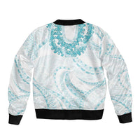 Aloha Lei Onaona Bomber Jacket Teal Hawaiian Tribal Pattern LT9 - Polynesian Pride