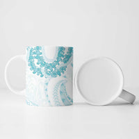 Aloha Lei Onaona Ceramic Mug Teal Hawaiian Tribal Pattern - Polynesian Pride