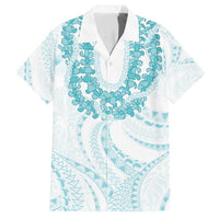Aloha Lei Onaona Family Matching Short Sleeve Bodycon Dress and Hawaiian Shirt Teal Hawaiian Tribal Pattern