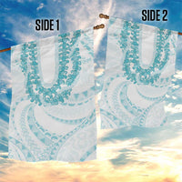 Aloha Lei Onaona Garden Flag Teal Hawaiian Tribal Pattern