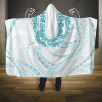 Aloha Lei Onaona Hooded Blanket Teal Hawaiian Tribal Pattern