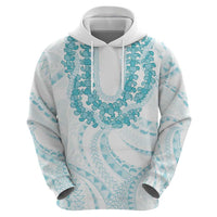 Aloha Lei Onaona Hoodie Teal Hawaiian Tribal Pattern