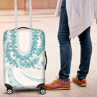 Aloha Lei Onaona Luggage Cover Teal Hawaiian Tribal Pattern