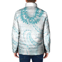 Aloha Lei Onaona Padded Jacket Teal Hawaiian Tribal Pattern - Polynesian Pride