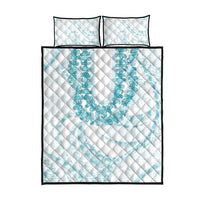 Aloha Lei Onaona Quilt Bed Set Teal Hawaiian Tribal Pattern