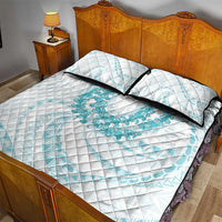 Aloha Lei Onaona Quilt Bed Set Teal Hawaiian Tribal Pattern