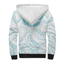Aloha Lei Onaona Sherpa Hoodie Teal Hawaiian Tribal Pattern