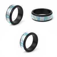Aloha Lei Onaona Spinner Ring Teal Hawaiian Tribal Pattern - Polynesian Pride