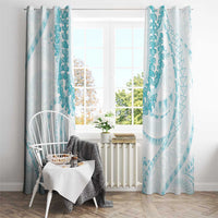 Aloha Lei Onaona Window Curtain Teal Hawaiian Tribal Pattern