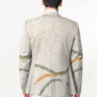 Aloha Lei Mikioi Blazer Beige Polynesian Tribal Tatau Pattern - Polynesian Pride