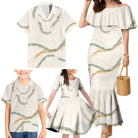 Aloha Lei Mikioi Family Matching Mermaid Dress and Hawaiian Shirt Beige Polynesian Tribal Tatau Pattern