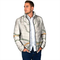 Aloha Lei Mikioi Padded Jacket Beige Polynesian Tribal Tatau Pattern - Polynesian Pride