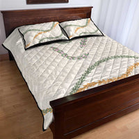 Aloha Lei Mikioi Quilt Bed Set Beige Polynesian Tribal Tatau Pattern