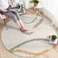 Aloha Lei Mikioi Round Carpet Beige Polynesian Tribal Tatau Pattern LT9 - Polynesian Pride