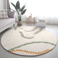 Aloha Lei Mikioi Round Carpet Beige Polynesian Tribal Tatau Pattern LT9 - Polynesian Pride