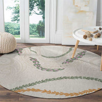 Aloha Lei Mikioi Round Carpet Beige Polynesian Tribal Tatau Pattern LT9 - Polynesian Pride