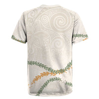 Aloha Lei Mikioi Rugby Jersey Beige Polynesian Tribal Tatau Pattern