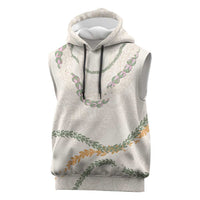 Aloha Lei Mikioi Sleeveless Hoodie Beige Polynesian Tribal Tatau Pattern - Polynesian Pride