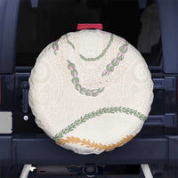 Aloha Lei Mikioi Spare Tire Cover Beige Polynesian Tribal Tatau Pattern