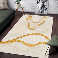 Aloha Lei Mikioi Area Rug Gold Polynesian Tribal Tatau Pattern