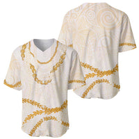 Aloha Lei Mikioi Baseball Jersey Gold Polynesian Tribal Tatau Pattern