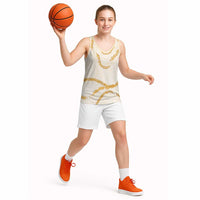 Aloha Lei Mikioi Basketball Jersey Gold Polynesian Tribal Tatau Pattern - Polynesian Pride