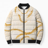 Aloha Lei Mikioi Bomber Puffer Jacket Gold Polynesian Tribal Tatau Pattern - Polynesian Pride