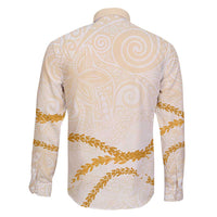 Aloha Lei Mikioi Family Matching Off Shoulder Short Dress and Hawaiian Shirt Gold Polynesian Tribal Tatau Pattern LT9 - Polynesian Pride
