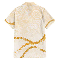 Aloha Lei Mikioi Family Matching Summer Maxi Dress and Hawaiian Shirt Gold Polynesian Tribal Tatau Pattern LT9 - Polynesian Pride