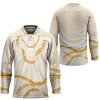 Aloha Lei Mikioi Hockey Jersey Gold Polynesian Tribal Tatau Pattern - Polynesian Pride