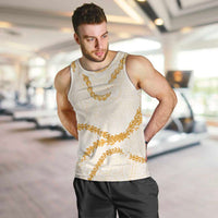 Aloha Lei Mikioi Men Tank Top Gold Polynesian Tribal Tatau Pattern