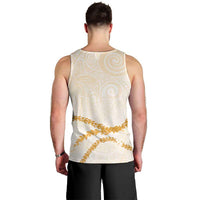 Aloha Lei Mikioi Men Tank Top Gold Polynesian Tribal Tatau Pattern
